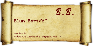 Blun Bartó névjegykártya
